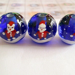 Lamp work 16mm Santa Claus Glass Beads Flower Bead Design Charm Bracelet Handmade Beads DIY bracelets Ball Bead Supply