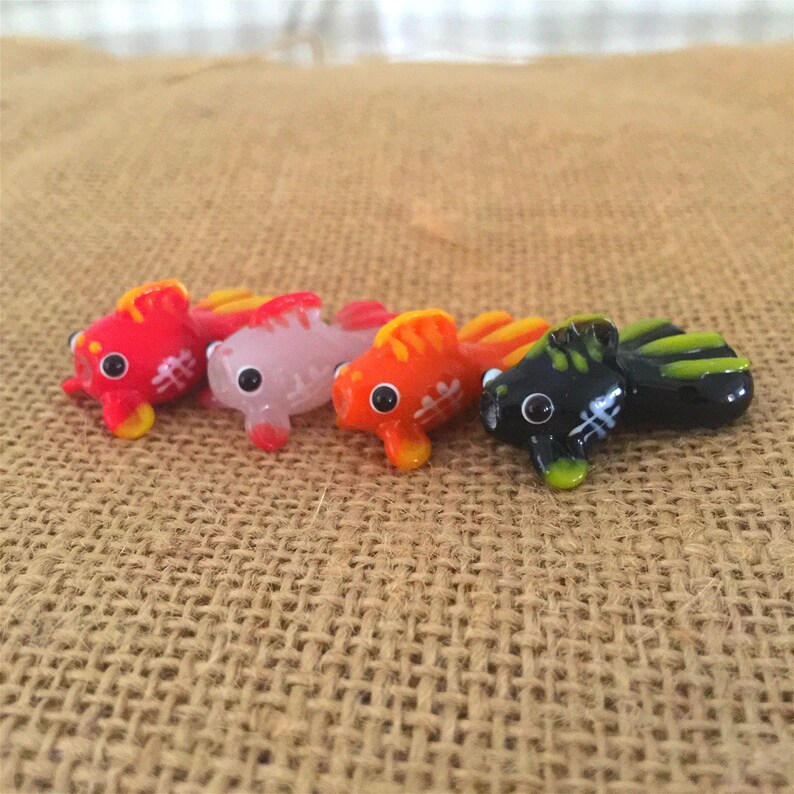 Lampwork Golden Fish Glass Beads Handmade Bead Charm Bracelet Etsy