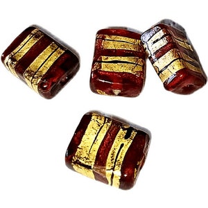 Glazed Bead 7x12x15mm Square Glass Beads Gold Foil Bead Charm Bracelet DIY bracelets Japanese Style Shaped Bead
