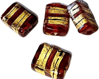 Glazed Bead 7x12x15mm Square Glass Beads Gold Foil Bead Charm Bracelet DIY bracelets Japanese Style Shaped Bead