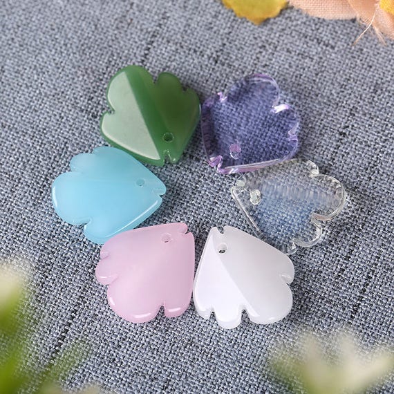 17x18mm Lamp work Candy Color Leaf Peony petals Glaze Bead Pendant Glass Bead DIY Charm Bracelet Necklace Bead Chain Earring Bead Supply