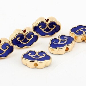 Cloisonne Bead Cloud Bead DIY Beads Blue Enamel Copper Alloy Gold Plating Bead Charm Bracelet Asian Style bracelets Bead