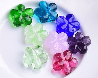Lamp work 14x5mm Bueaty Flower Glaze Bead Glass Beads Lucky Bead Design Charm Bracelet Handmade Beads DIY bracelets Bead Supply