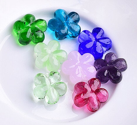 Lamp work 14x5mm Bueaty Flower Glaze Bead Glass Beads Lucky Bead Desi…