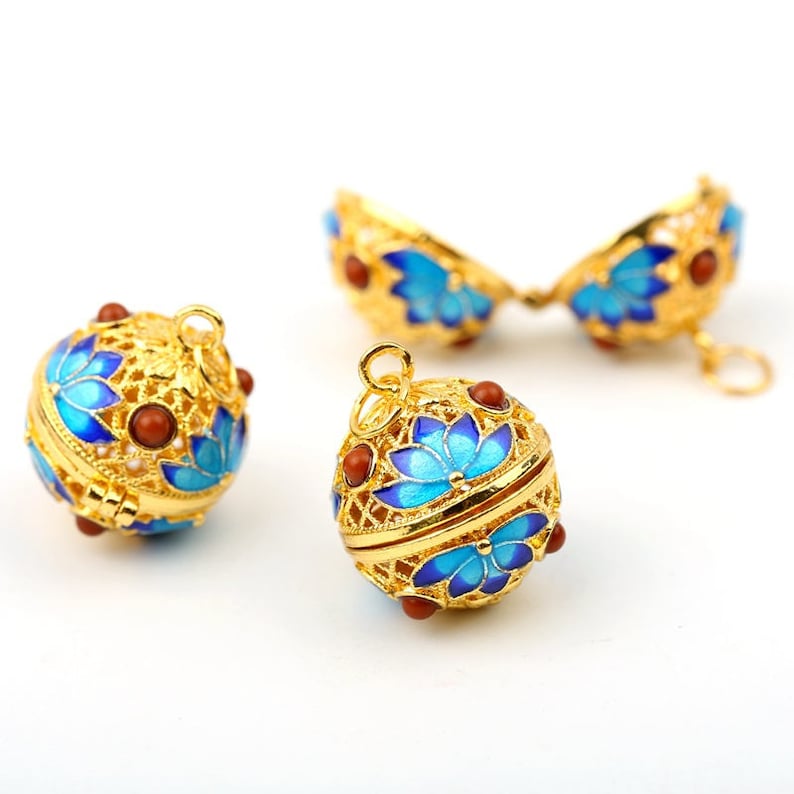 Cloisonne Bead Doraemon Clog Flower Ball Bead Pendant Enamel Etsy