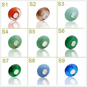 9.25 Silver Lampwork Solid color Section Cut Glass Beads Gift Bead Fit European Charm Bracelets bracelets Big Hole Bead