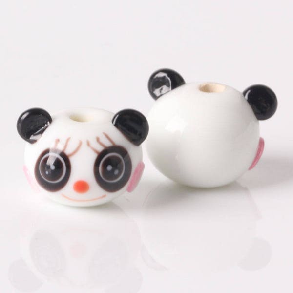 Glazed Bead Panda Glass Beads Black White Girl Panda Bead Charm Bracelet DIY bracelets Japanese Style Bead Animal Bead