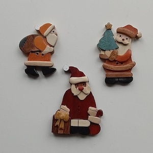 Santa HANDMADE buttons in PIECES (not SETS)/ Wooden 2 hole button/ Santa/ Christmas themed buttons/ Child button/ Gift for Christmas/ Gift