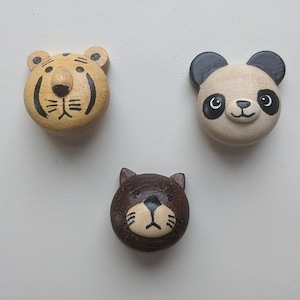 Animal Wood Button (sold in pieces), Hand Painted Children's Button, Cat button, Tiger button, Panda button, Baby button