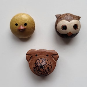 Boutons animaux faits main en morceaux (pas de jeux)/Boutons bébé/Bouton cheval/Bouton poussin/Bouton chouette/Bouton enfant/Cadeau de moins de 10 livres/Cadeau
