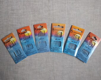 PONY assorted sewing needle sets plain eye/knitters/glovers/ easy threading/chenille/quilting needles
