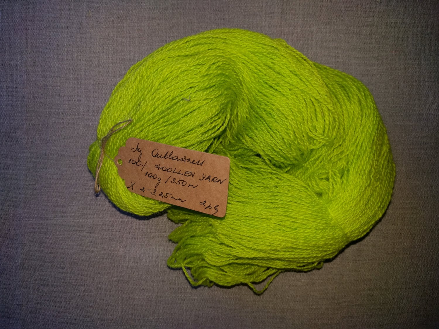 Pure 100 wool bright green knitting yarn/ rustic wool 100g Etsy