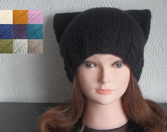 Black Cat ear hat/ Cat ear beanie/ Black Cat inspiration/ Beanie for cat lovers/ Cat hat/ Cat beanie/ Black Cat ear hat/ Women black beanie