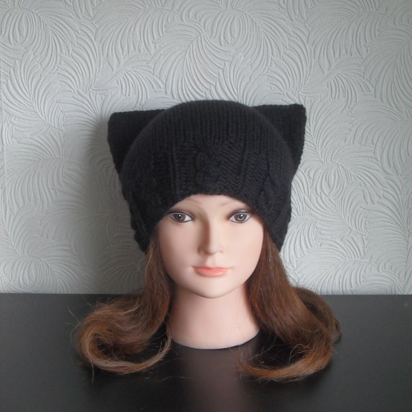 Knitted Cat Ear Hat Etsy