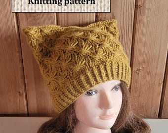 Cat ear hat Instant Download knitting pattern IN ENGLISH/ Cat ear hat knitting pattern/ Ear hat knitting pattern/ Cat beanie knit pattern