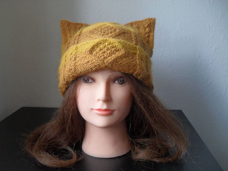 Womens winter hat \u2013 Cat ear hat \u2013 Cat beanie \u2013 Cat hat- Knit hat \u2013 ARISTOC\u2019ATS hat for women Alpaca hat Beanie for women Winter beanie