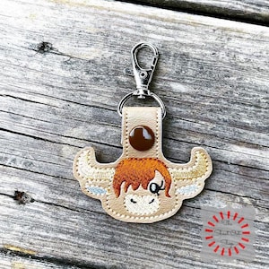 ハイランド牛キーホルダー、ハイランド牛キーチェーン、ハイランド牛キーリング、ハイランド牛キーリング、スコットランド牛、スコットランド農場牛、雌牛ギフト