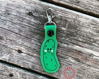 Pickle Keychain, Pickle Key Chain, Pickle Keyfob, Pickle Snap Tab, Pickle Key Ring, Embroidered Pickle, Pickle Purse Charm, Gag Gift, Dill