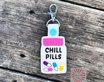 Chill Pills Keychain, Chill Pill Key Chain, Chill Pill Keyring, Chill Pills, Happy Pills, Chill Out, Relax, Pill Bottle, Pharmacy, Medicine