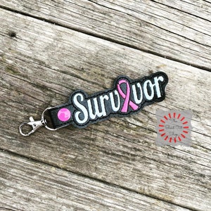 Survivor Keychain, Survivor Key Chain, Pink Ribbon Key Ring, Survivor Keyring, Awareness Ribbon, Chemo Gift, Breast Cancer Warrior Gift