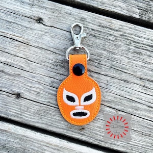 Wresting Mask Keychain, Wrestling Mask Key Chain, Wrestling Mask Key Ring, Wrestler Mask, Lucha Libre Mask, Luchador Mask, Lucha Mask Orange