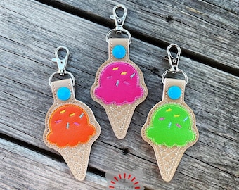 Ice Cream Cone Keychain, Ice Cream Keychain, Ice Cream Cone Keyfob, Ice Cream Keyring, Ice Cream Snap Fob, Ice Cream Purse Charm, Ice Cream