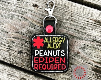 Peanut Allergy Alert Keychain, Nut Allergy Warning, Nut Allergy Alert, Peanuts Allergy Keyring, Epipen Required Keychain, Medical Alert Help