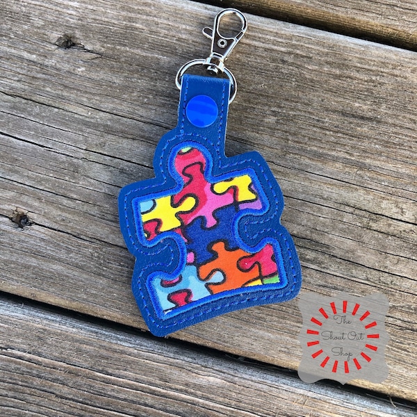Puzzle Piece Key Chain, Autism Awareness Keychain, Autism Keychain, Autism Keyfob, Puzzle Piece Keyfob, Puzzle Piece Purse Charm, Autism Mom