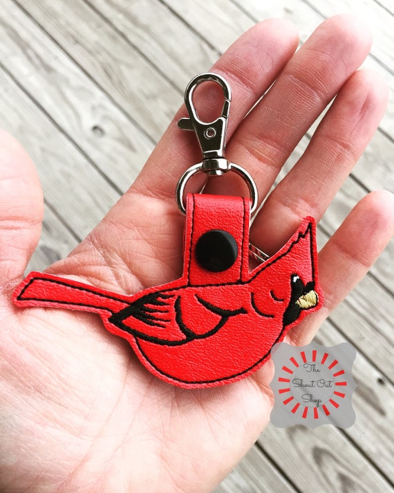 Cardinal Leather Keychain