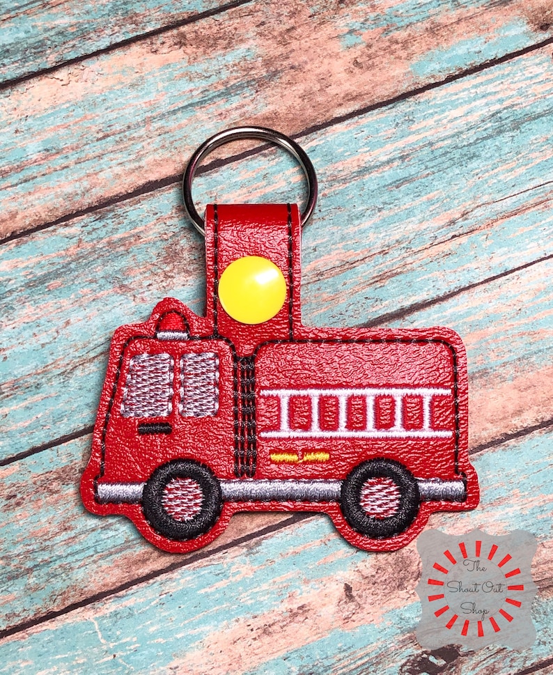 Fire Truck Keychain Fire Truck Key Chain Fire Truck Keyring Etsy