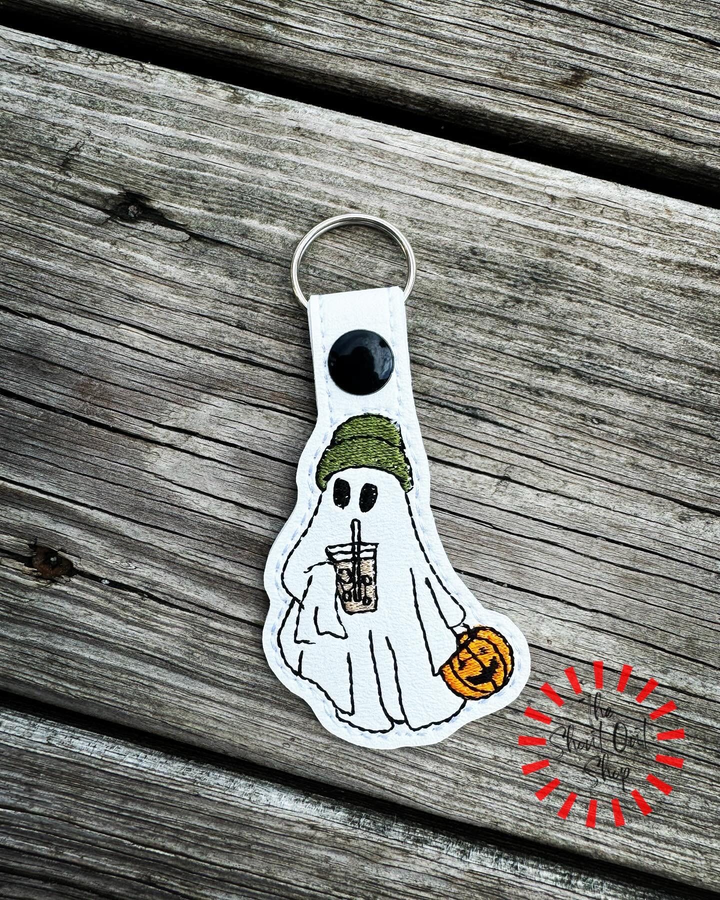 Iced Coffee Ghost Keychain, Coffee Ghost Key Chain, Coffee Keyring ...