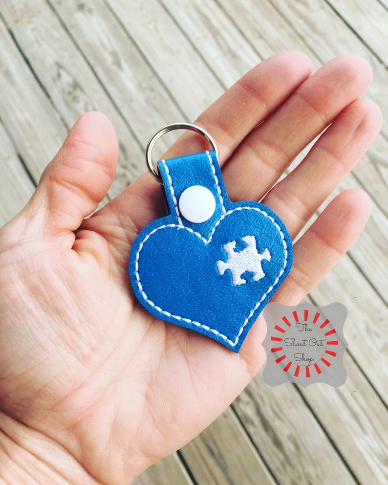 Autism Heart Keychain Autism Puzzle Piece Keychain Autism ...