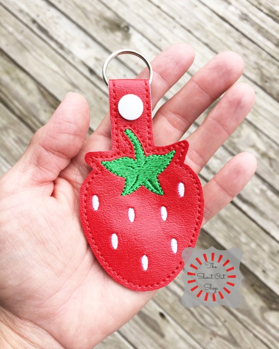 Strawberry Keychain Wristlet Cute Key Fob Strawberry 