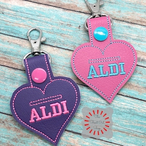 Aldi Keychain, Aldi Heart keychain, Aldi Keyfob, Aldi Snap Tab, Aldi Quarter Holder, Aldi Quarter Keychain, I love Aldi, Heart Aldi Keychain