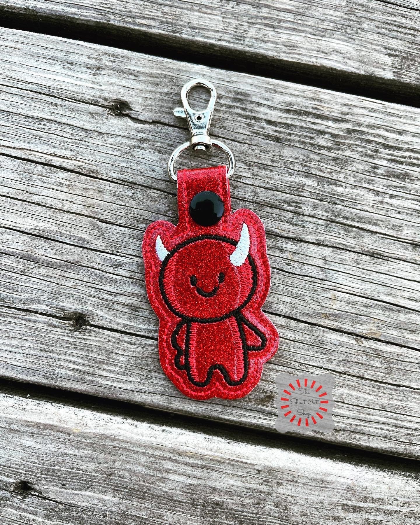 Red Sparkle Little Devil Keychain, Little Devil Key Chain