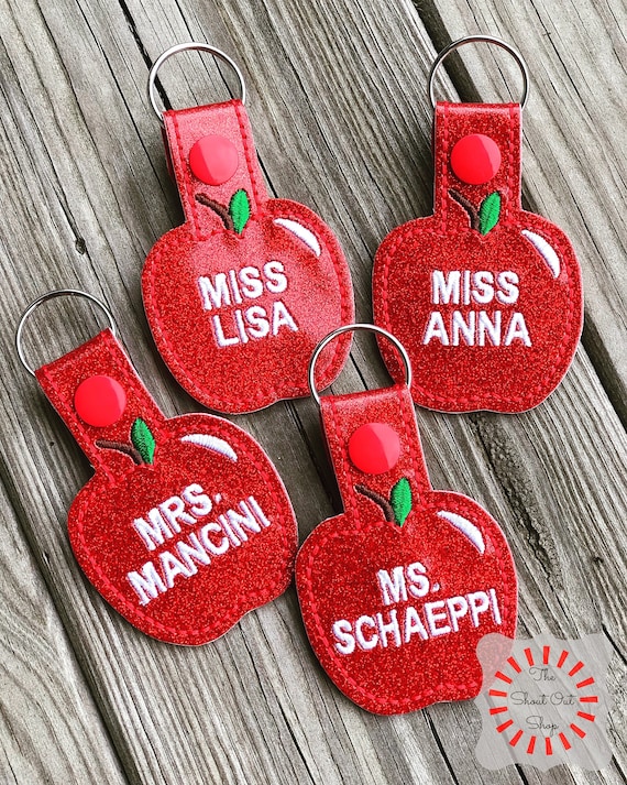Apple Keychain Apple Key Chain Teacher Keychain Back to Etsy