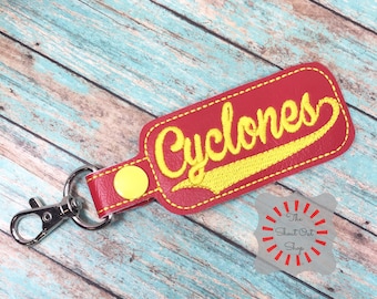 Cyclones Keychain, Cyclones Key Chain, Iowa State Cyclones, Iowa State Key Ring, Cyclones Keyfob, Iowa State Key Charm, Cyclones Key Ring