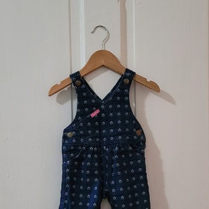OSHKOSH Vintage Denim Floral Print Overalls - 6/9 months