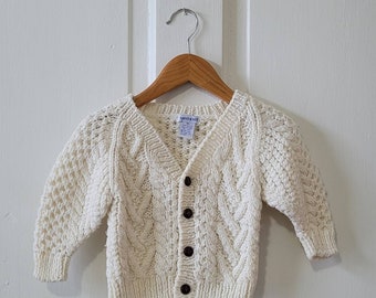 Baby Fisherman Hand Knit Cream Vintage Cardigan Sweater - 12 months