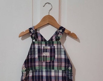 RALPH LAUREN Madras Plaid Short Overalls - 18 months