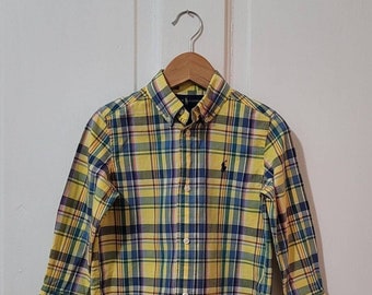 RALPH LAUREN Yellow Multi Color Cotton Plaid Shirt - 3 years