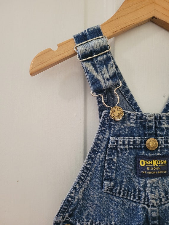 OSHKOSH Vintage Denim Stone Wash Short Overalls  … - image 3