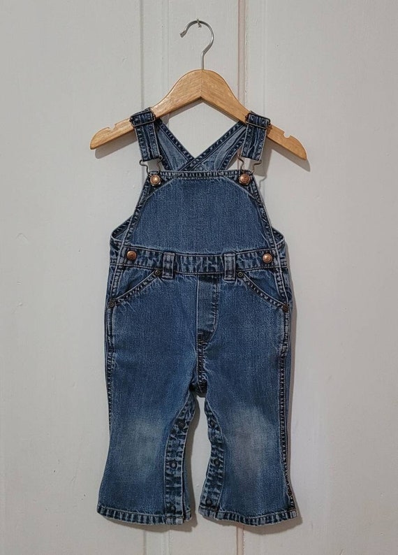 Baby GAP Retro Denim Jean Bell Bottom Overalls - 1