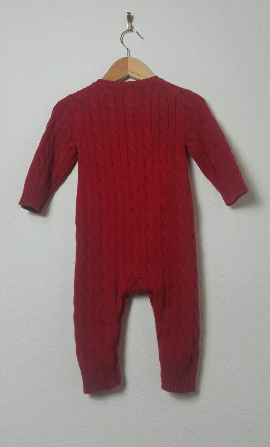 GAP BABY Red Cable Knit Sweater Romper Long Johns//12-18 | Etsy