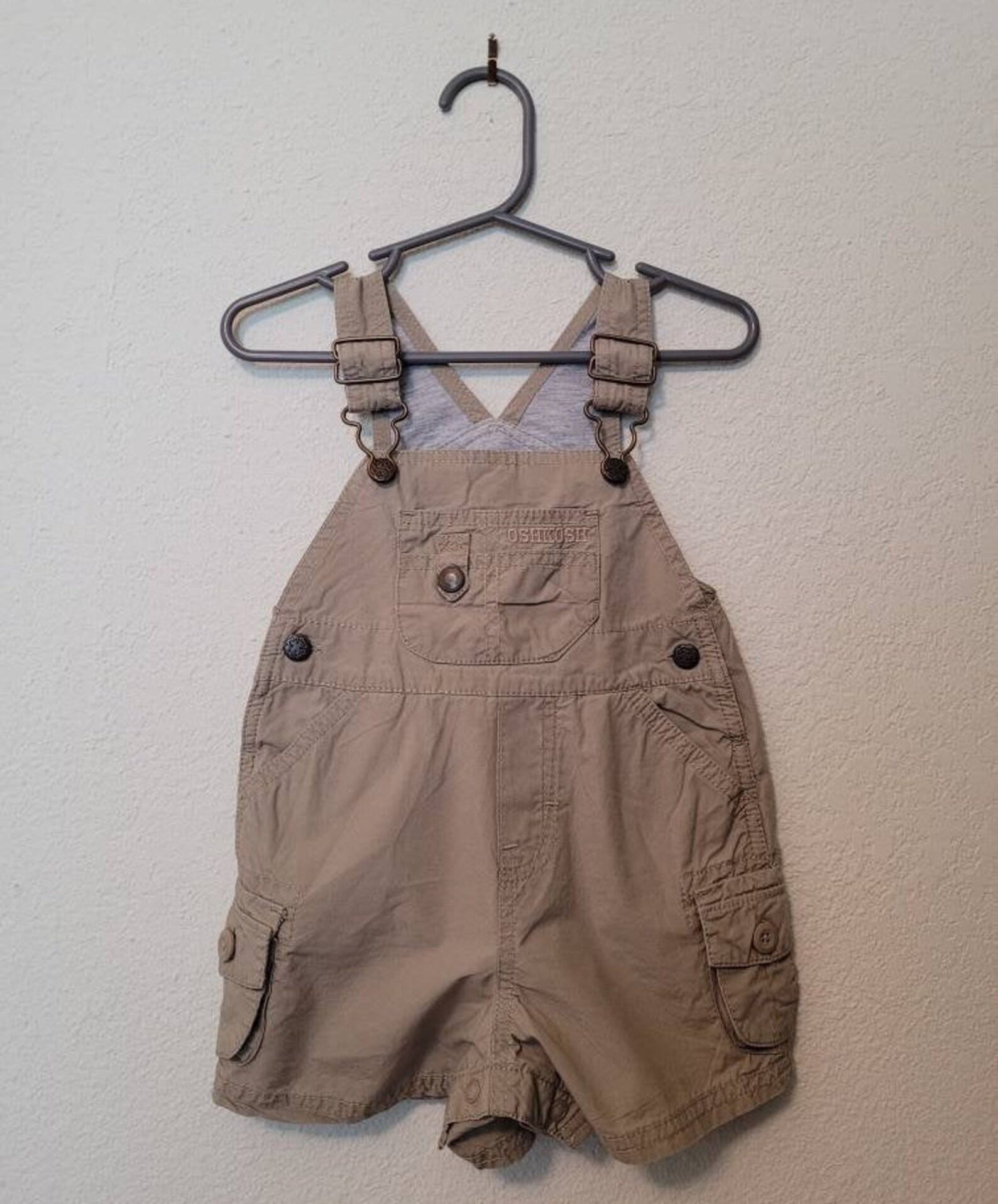 Oshkosh Tan Khaki Short Overalls 36 months Etsy