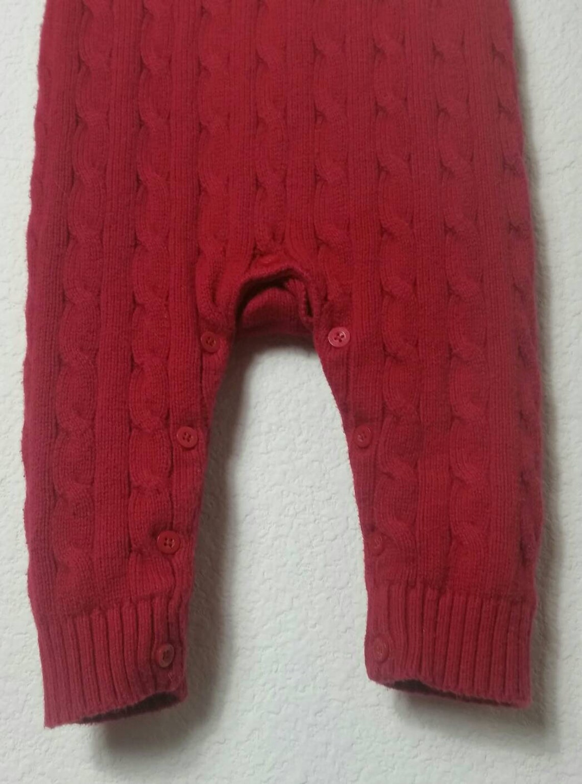 GAP BABY Red Cable Knit Sweater Romper Long Johns//1218 Etsy