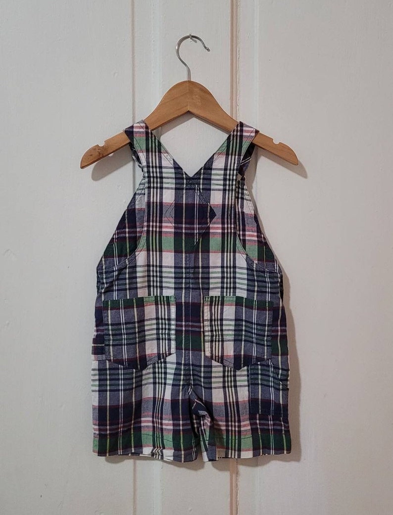 RALPH LAUREN Madras Plaid Short Overalls 18 months image 2