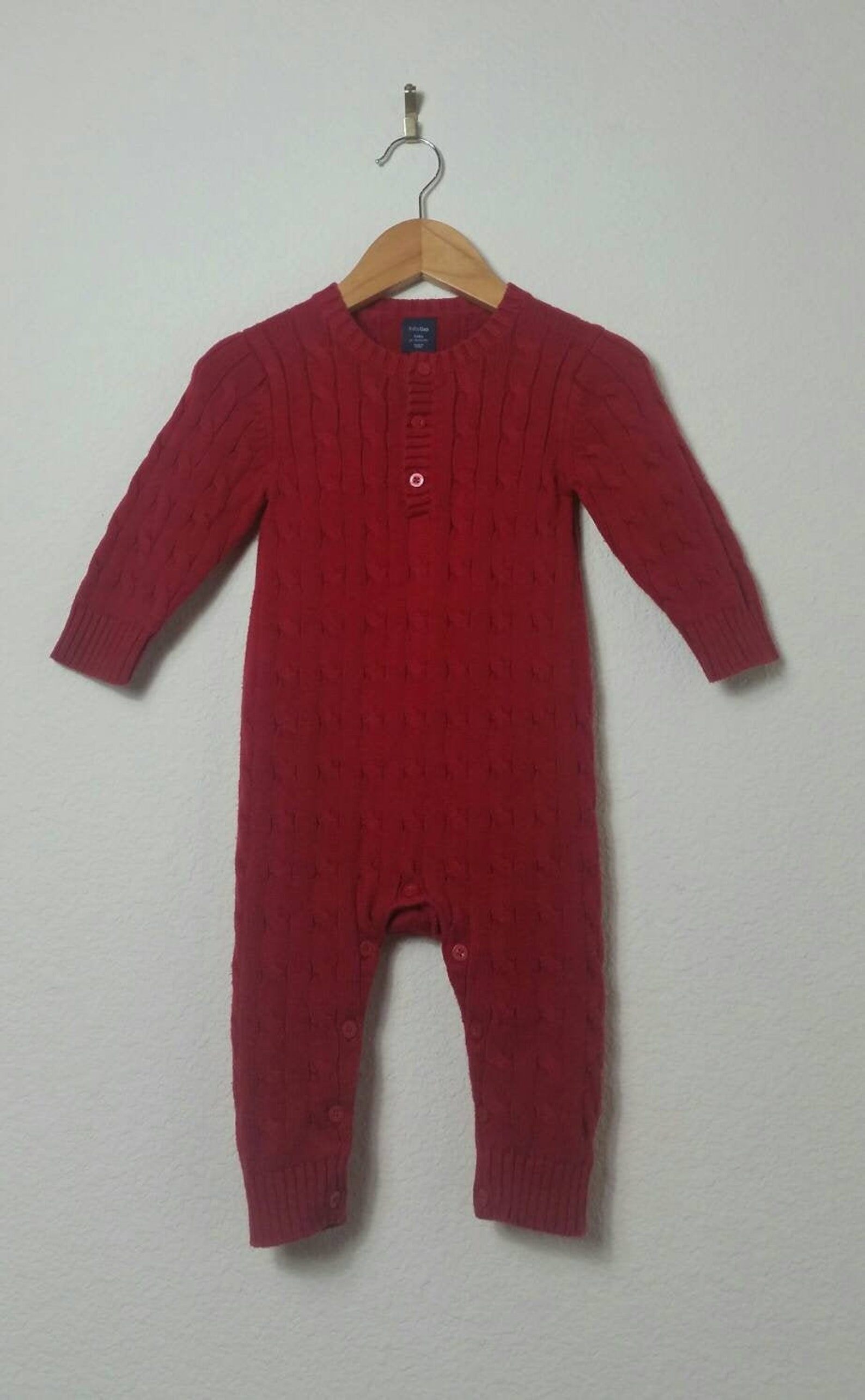 GAP BABY Red Cable Knit Sweater Romper Long Johns//1218 Etsy