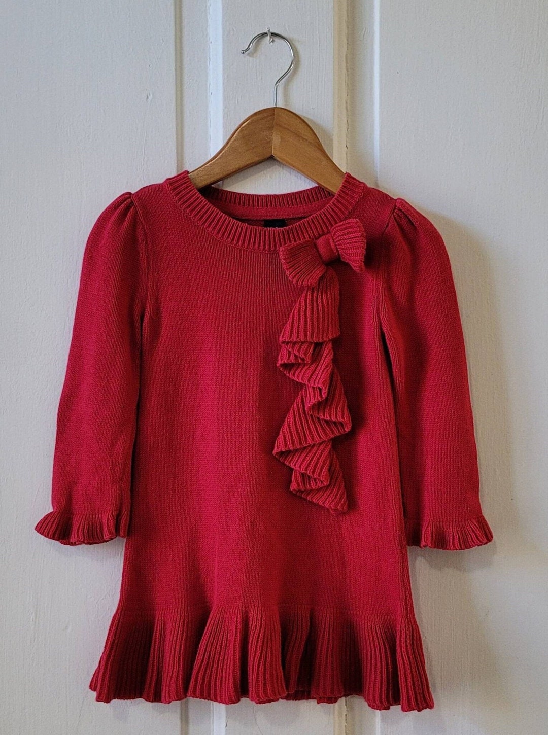 Robe Pull Tricoté Baby Gap Noir Avec Nœud Rouge – Taille 2T, 100% Coton, Très Bon état