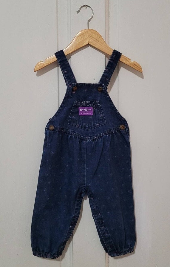 OSHKOSH Vintage Denim and Floral Print Overalls -… - image 1